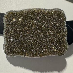 Sparkling Crystal Embellished Black Belt Buckle